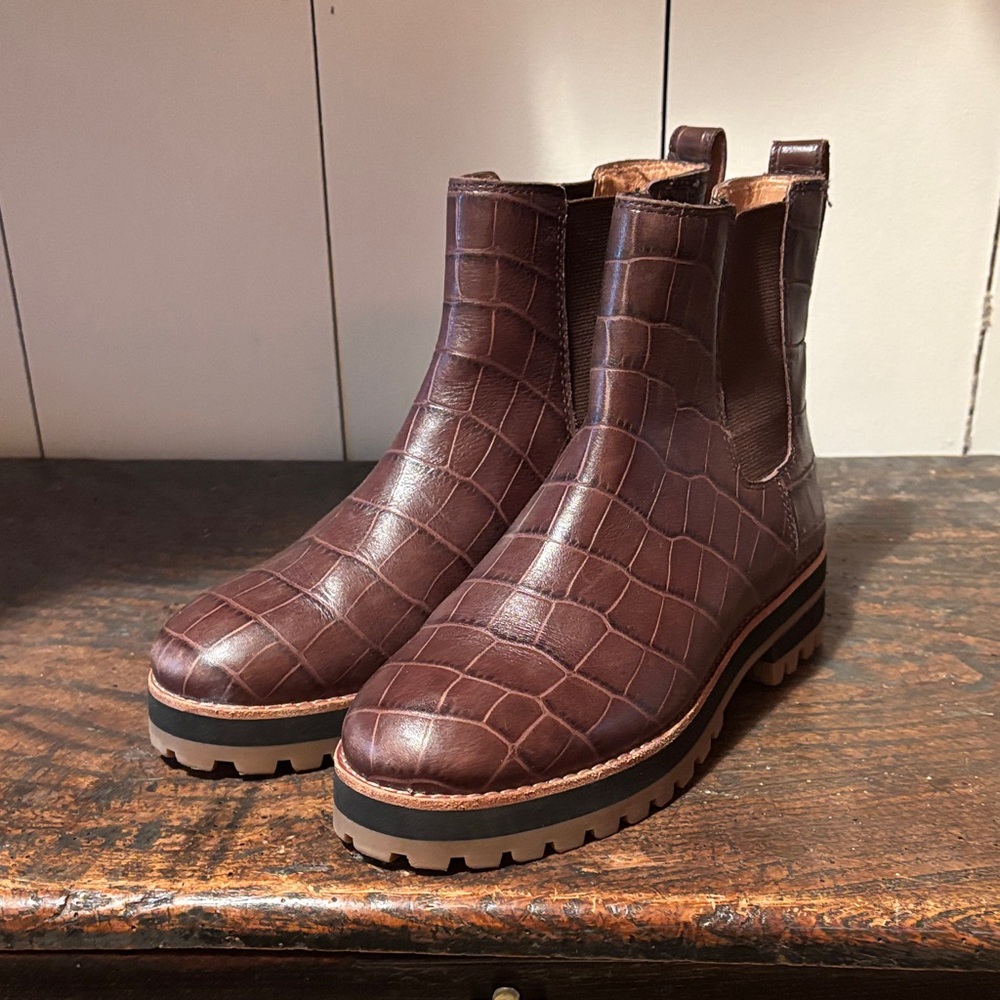 Madewell Chelsea Boots Brown Croc